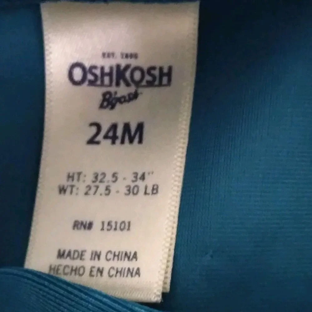 Oshkosh Bgosh Boys Swim Set Size 24m Rash Guard Top Trunks Shark Beach Ocean Hat